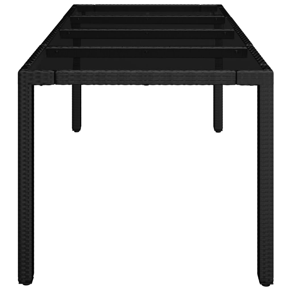 Tuintafel met glazen blad 190x90x75 cm poly rattan zwart is nu te koop bij PeponiXL, paradijselijk wonen!