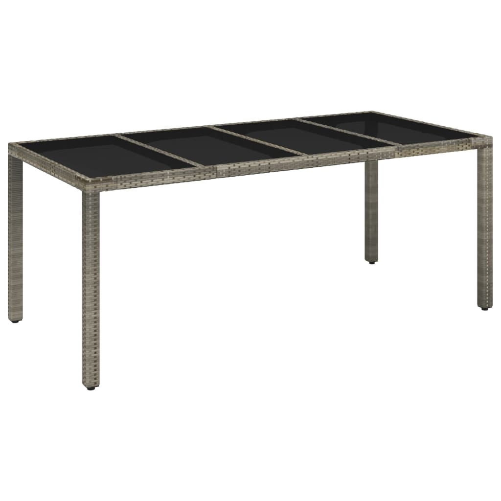 Tuintafel met glazen blad 190x90x75 cm poly rattan grijs is nu te koop bij PeponiXL, paradijselijk wonen!