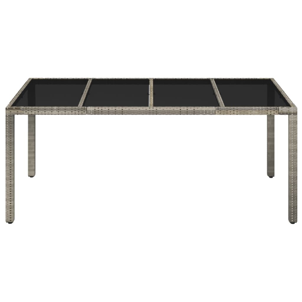Tuintafel met glazen blad 190x90x75 cm poly rattan grijs is nu te koop bij PeponiXL, paradijselijk wonen!