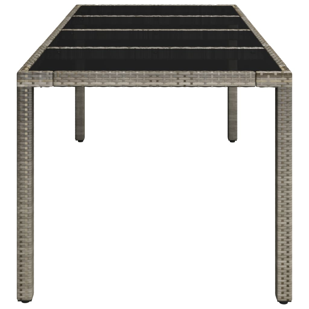 Tuintafel met glazen blad 190x90x75 cm poly rattan grijs is nu te koop bij PeponiXL, paradijselijk wonen!