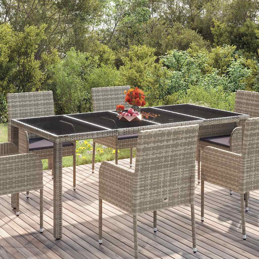 Tuintafel met glazen blad 190x90x75 cm poly rattan grijs is nu te koop bij PeponiXL, paradijselijk wonen!
