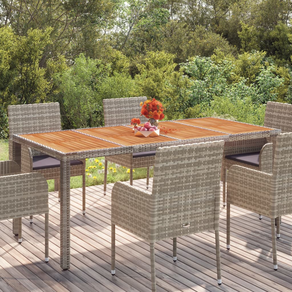 Tuintafel met houten blad 190x90x75 cm poly rattan grijs is nu te koop bij PeponiXL, paradijselijk wonen!