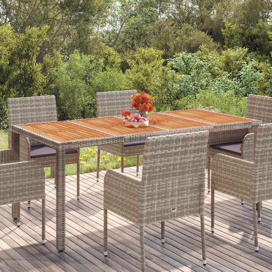 Tuintafel met houten blad 190x90x75 cm poly rattan grijs is nu te koop bij PeponiXL, paradijselijk wonen!