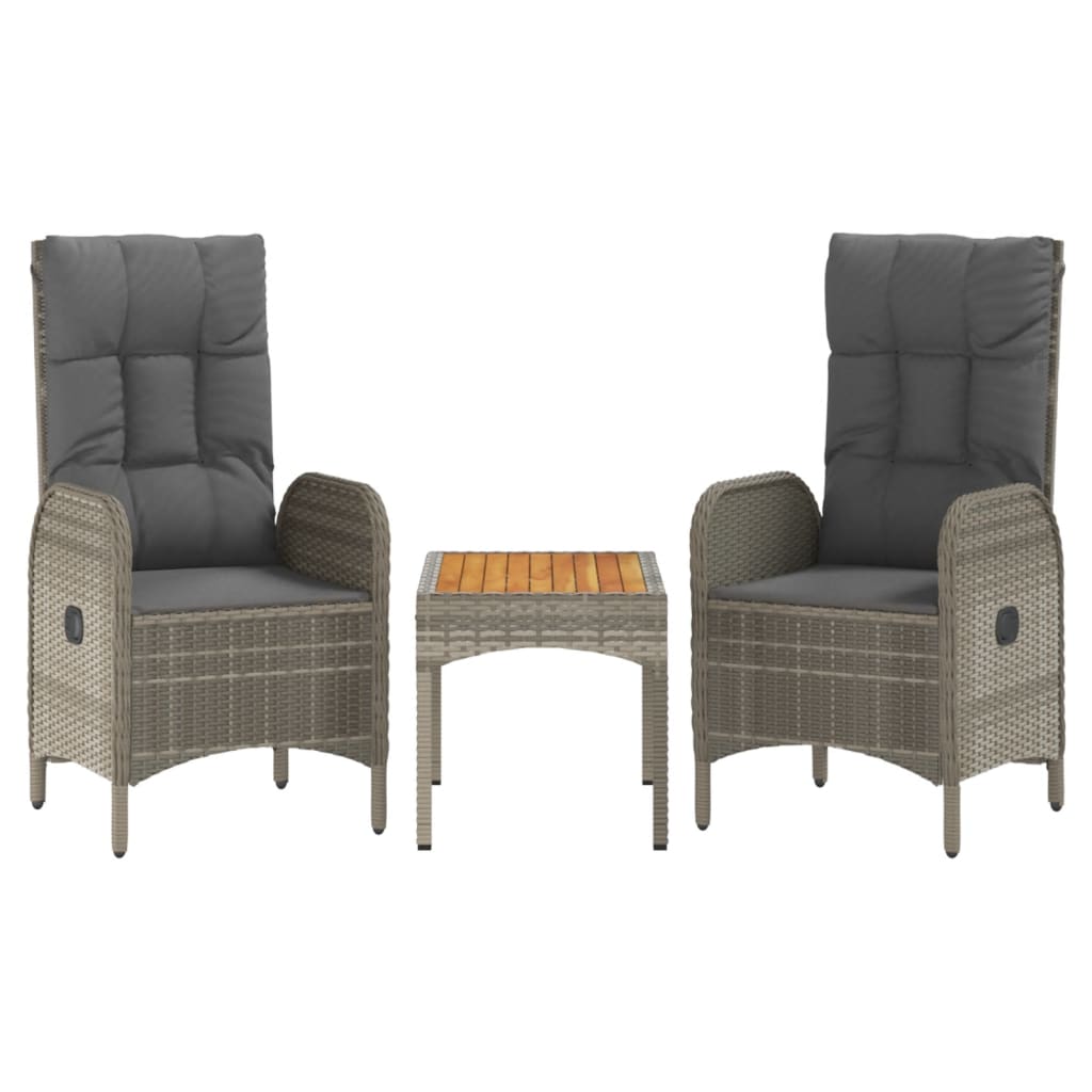 3-delige Loungeset met kussens poly rattan grijs is nu te koop bij PeponiXL, paradijselijk wonen!