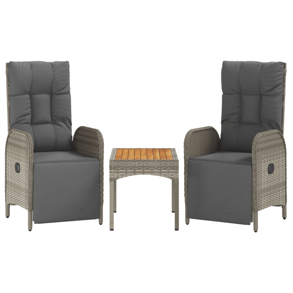 Tuinstoelen 2 st verstelbaar met tafel poly rattan grijs is nu te koop bij PeponiXL, paradijselijk wonen!