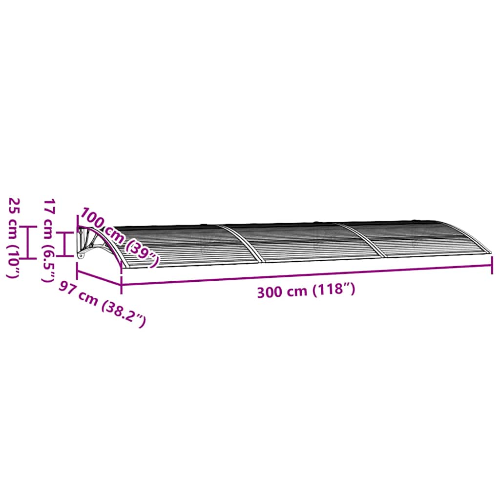 Deurluifel 300x100 cm polycarbonaat grijs is nu te koop bij PeponiXL, paradijselijk wonen!