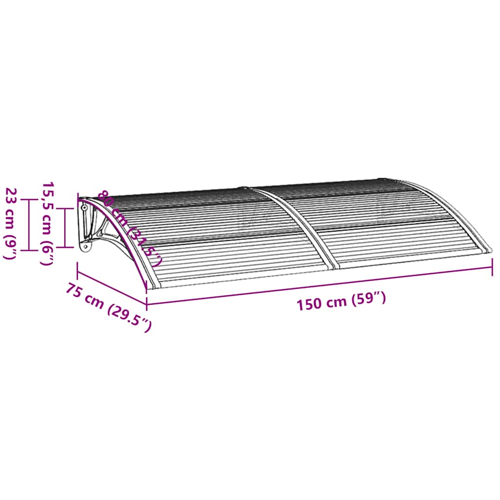 Deurluifel 150x75 cm polycarbonaat zwart is nu te koop bij PeponiXL, paradijselijk wonen!