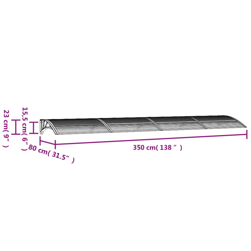 Deurluifel 350x75 cm polycarbonaat zwart is nu te koop bij PeponiXL, paradijselijk wonen!