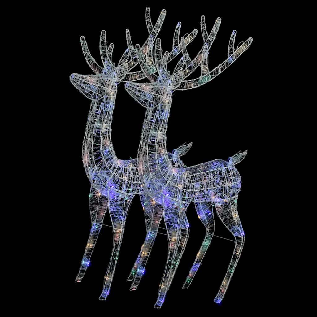 Kerstdecoratie rendier XXL 2 st 250 LED meerkleurig 180cm acryl is nu te koop bij PeponiXL, paradijselijk wonen!