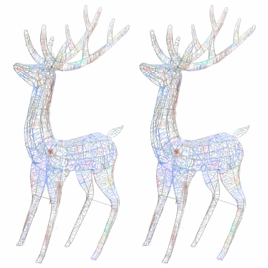 Kerstdecoratie rendier XXL 2 st 250 LED meerkleurig 180cm acryl is nu te koop bij PeponiXL, paradijselijk wonen!