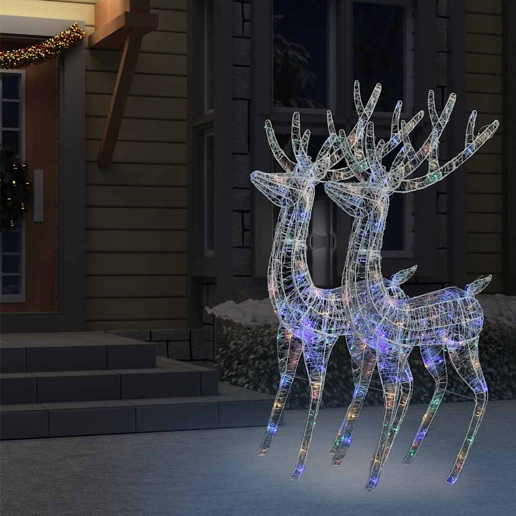 Kerstdecoratie rendier XXL 2 st 250 LED meerkleurig 180cm acryl is nu te koop bij PeponiXL, paradijselijk wonen!