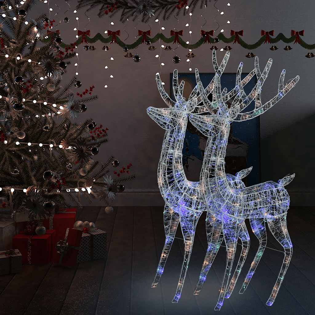 Kerstdecoratie rendier XXL 2 st 250 LED meerkleurig 180cm acryl is nu te koop bij PeponiXL, paradijselijk wonen!