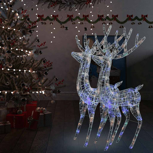 Kerstdecoratie rendier XXL 2 st 250 LED meerkleurig 180cm acryl is nu te koop bij PeponiXL, paradijselijk wonen!