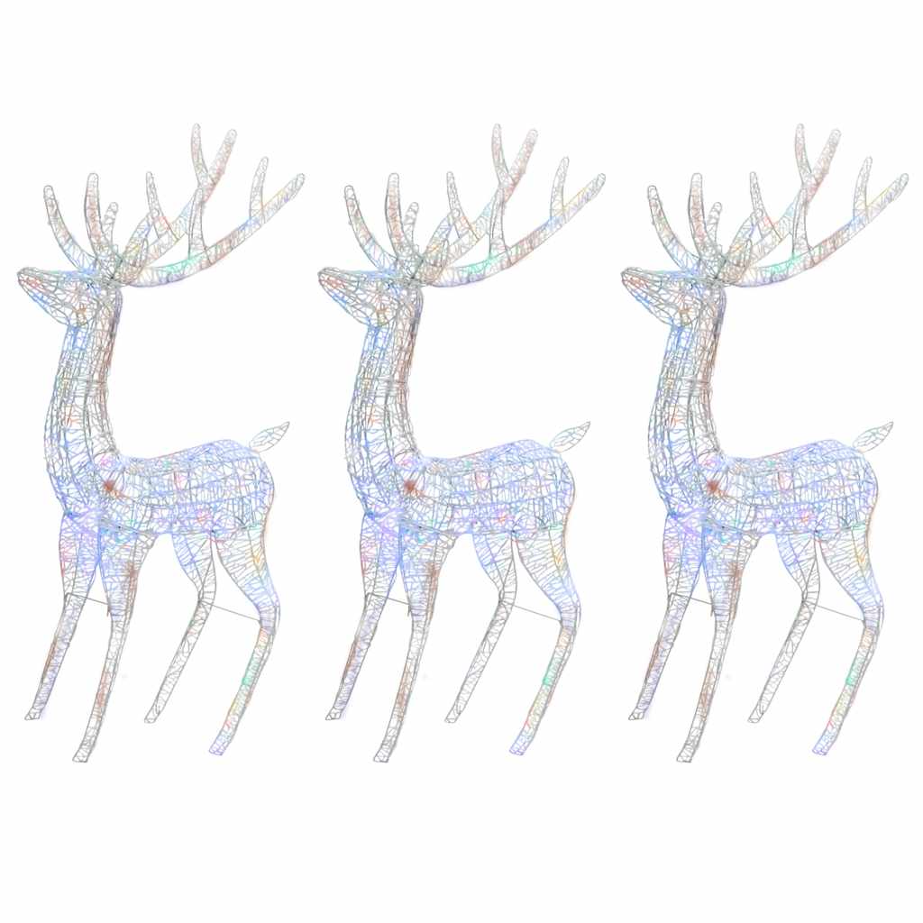 Kerstdecoratie rendier XXL 3 st 250 LED meerkleurig 180cm acryl is nu te koop bij PeponiXL, paradijselijk wonen!