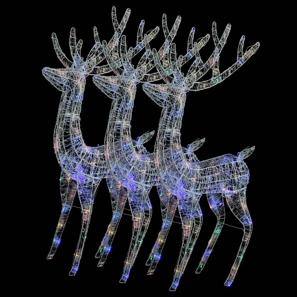 Kerstdecoratie rendier XXL 3 st 250 LED meerkleurig 180cm acryl is nu te koop bij PeponiXL, paradijselijk wonen!