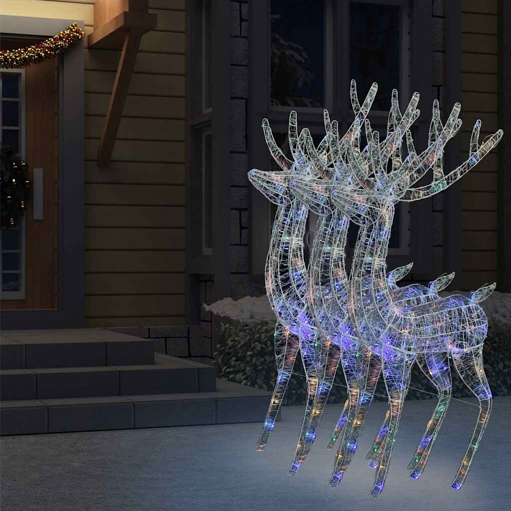 Kerstdecoratie rendier XXL 3 st 250 LED meerkleurig 180cm acryl is nu te koop bij PeponiXL, paradijselijk wonen!
