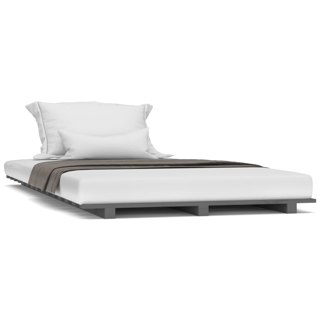 Bedframe massief grenenhout grijs 90x200 cm is nu te koop bij PeponiXL, paradijselijk wonen!
