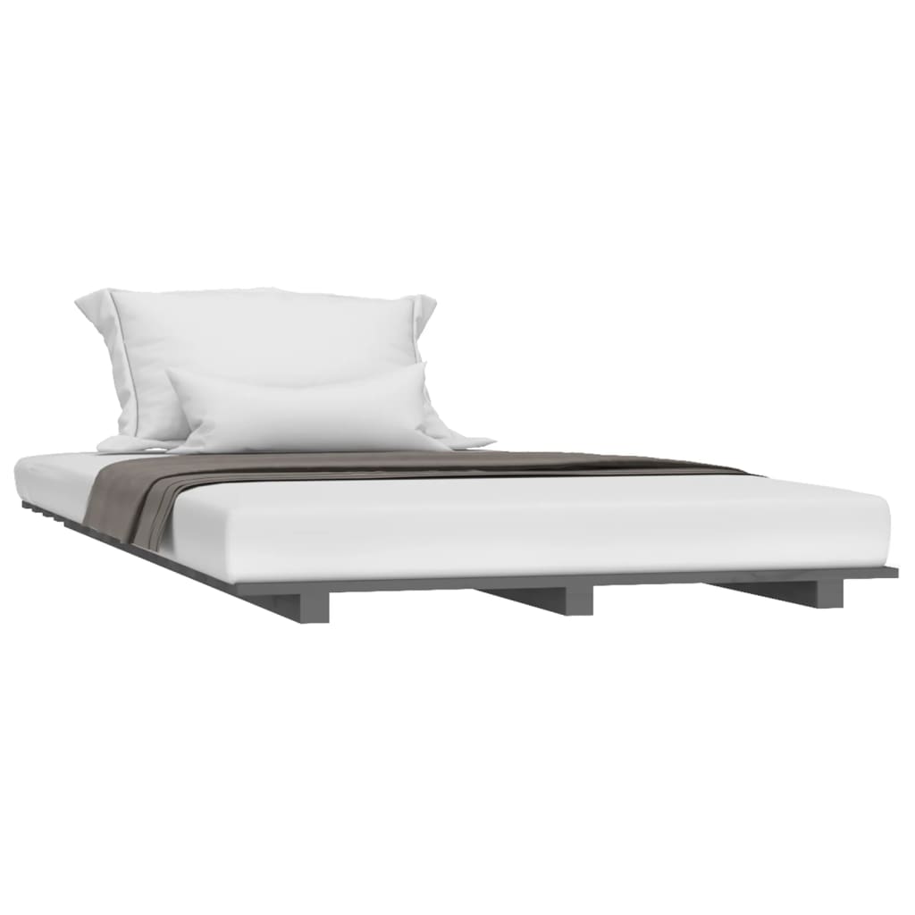Bedframe massief grenenhout grijs 90x200 cm is nu te koop bij PeponiXL, paradijselijk wonen!