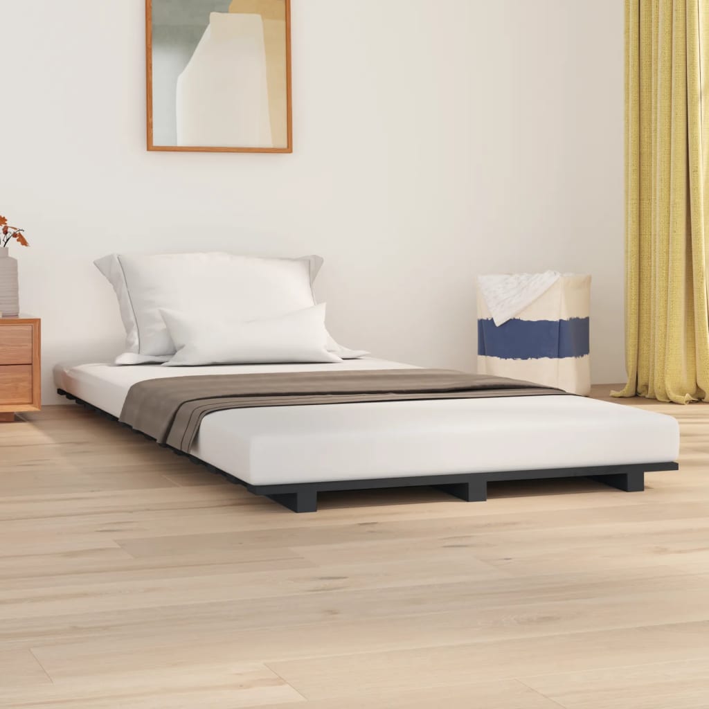 Bedframe massief grenenhout grijs 90x200 cm is nu te koop bij PeponiXL, paradijselijk wonen!