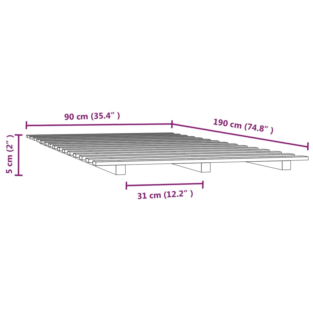 Bedframe 90x190 cm massief grenenhout is nu te koop bij PeponiXL, paradijselijk wonen!