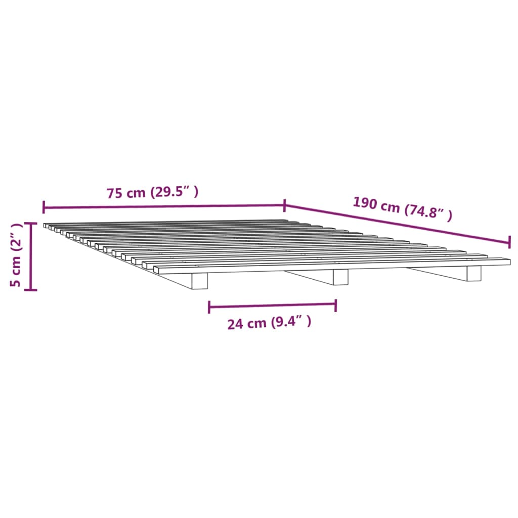 Bedframe massief grenenhout 75x190 cm is nu te koop bij PeponiXL, paradijselijk wonen!