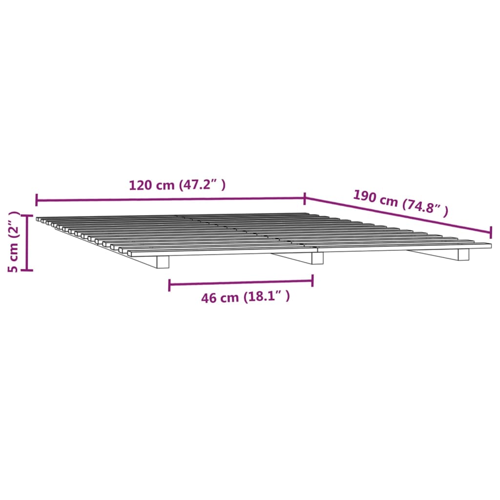 Bedframe massief grenenhout 120 x 190 cm is nu te koop bij PeponiXL, paradijselijk wonen!