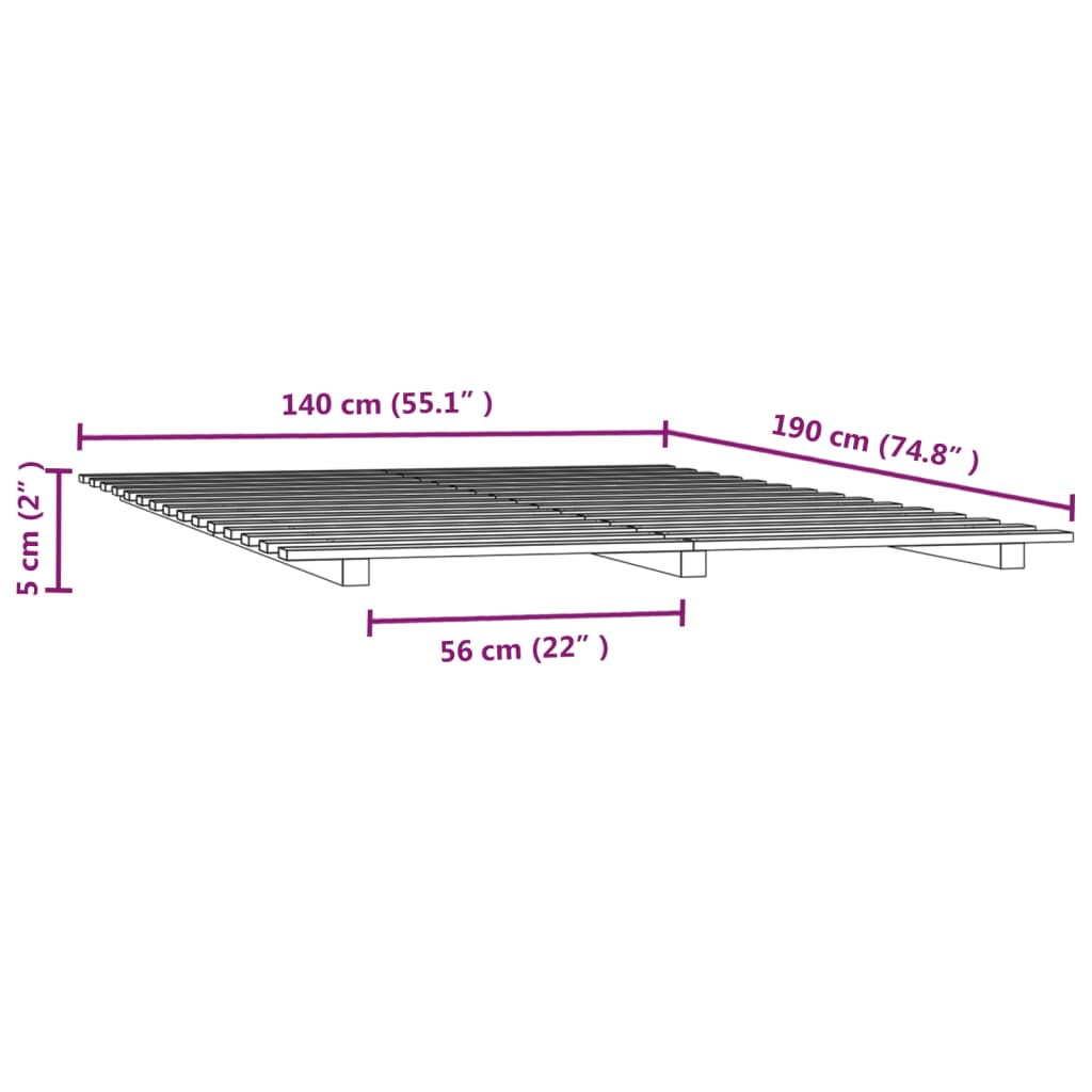 Bedframe massief grenenhout 140x190 cm is nu te koop bij PeponiXL, paradijselijk wonen!