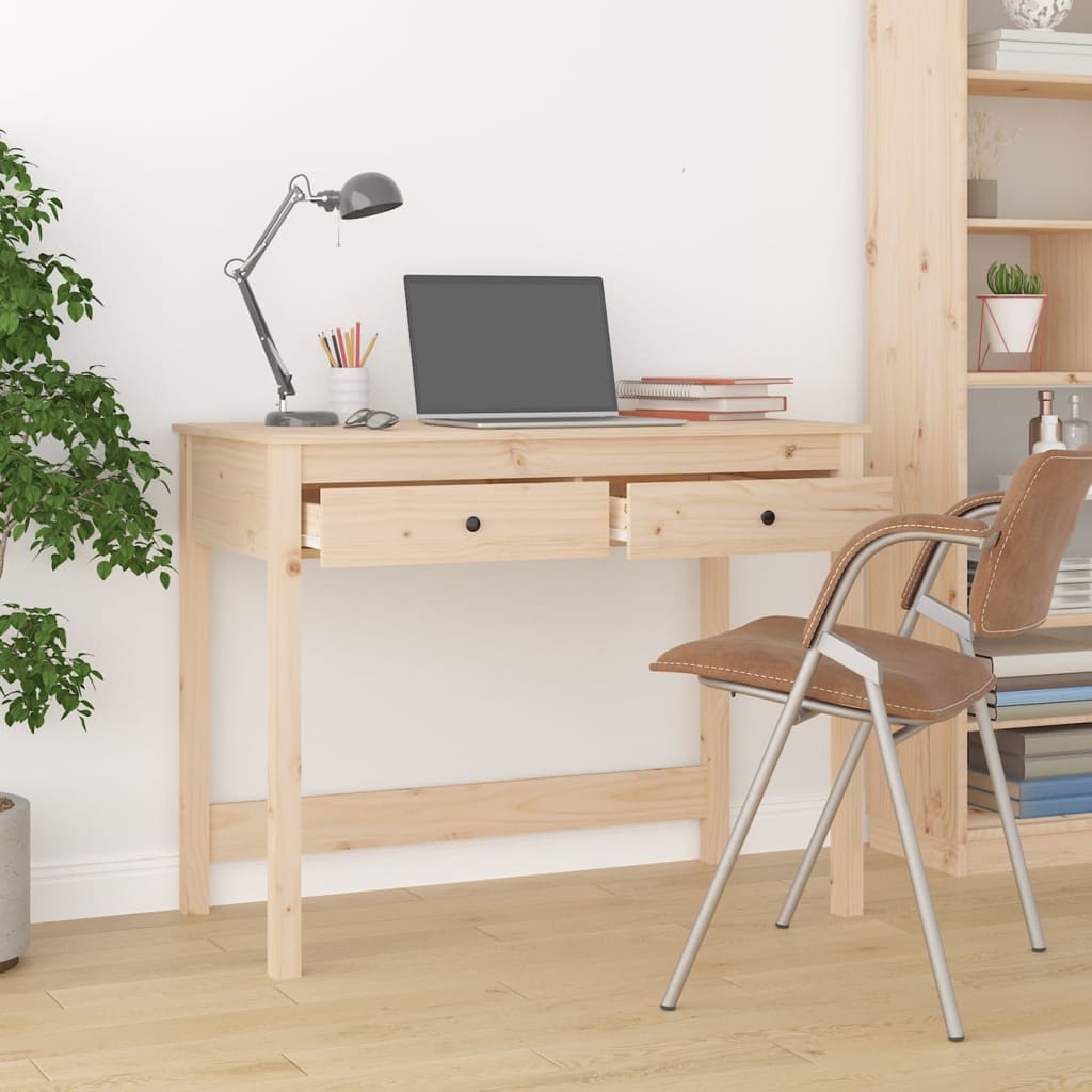 Bureau met lades 100x50x78 cm massief grenenhout is nu te koop bij PeponiXL, paradijselijk wonen!
