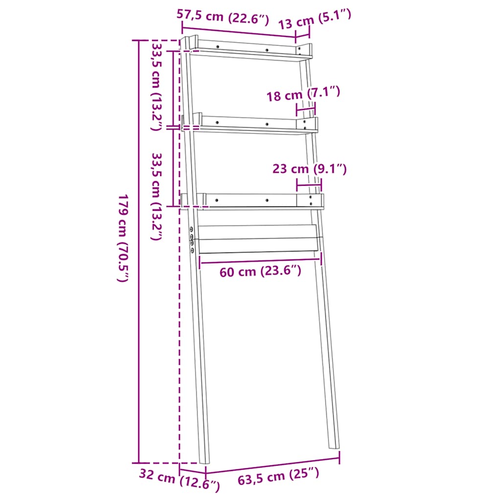 Toiletrek 63,5x32x179 cm massief grenenhout is nu te koop bij PeponiXL, paradijselijk wonen!