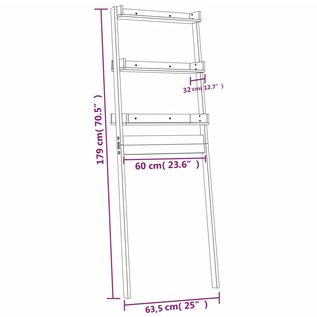 Toiletrek 63,5x32x179 cm massief grenenhout wit is nu te koop bij PeponiXL, paradijselijk wonen!