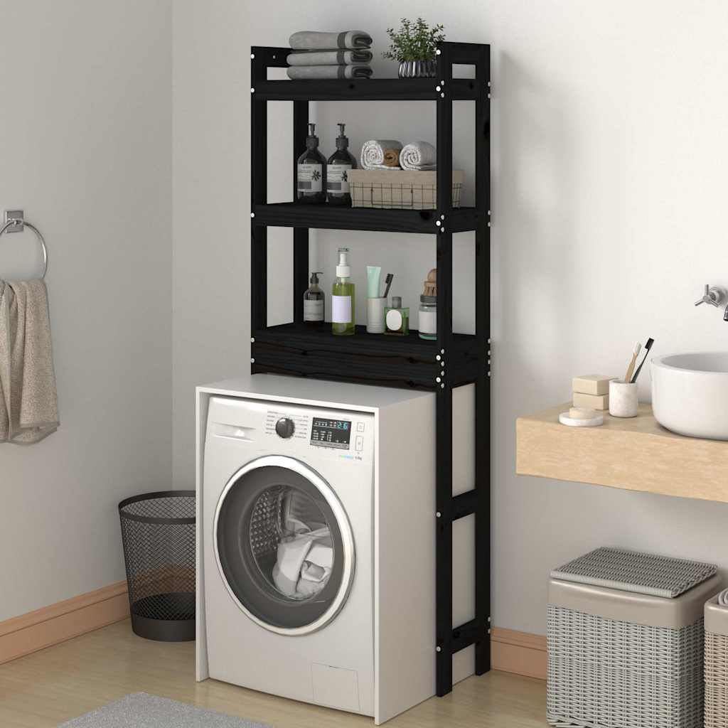 Toiletrek 63x26x171 cm massief grenenhout zwart is nu te koop bij PeponiXL, paradijselijk wonen!