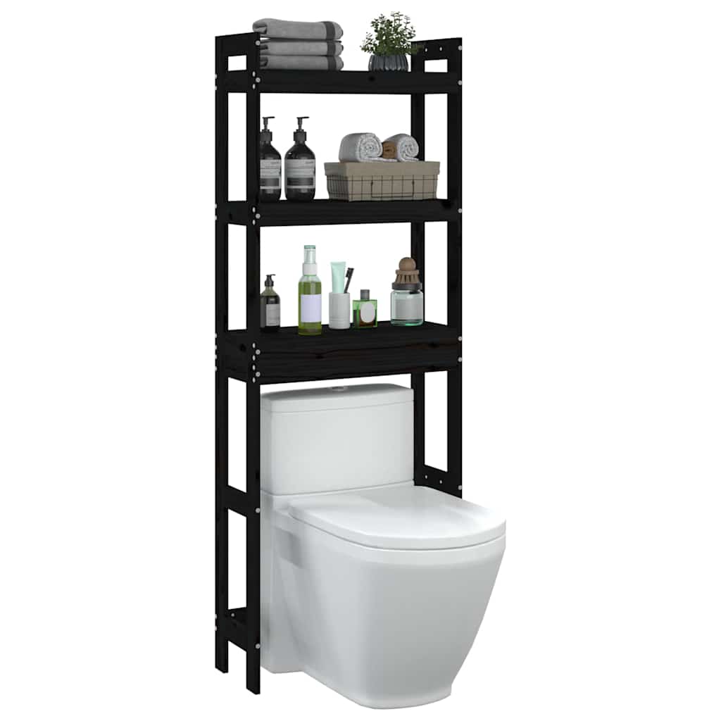 Toiletrek 63x26x171 cm massief grenenhout zwart is nu te koop bij PeponiXL, paradijselijk wonen!