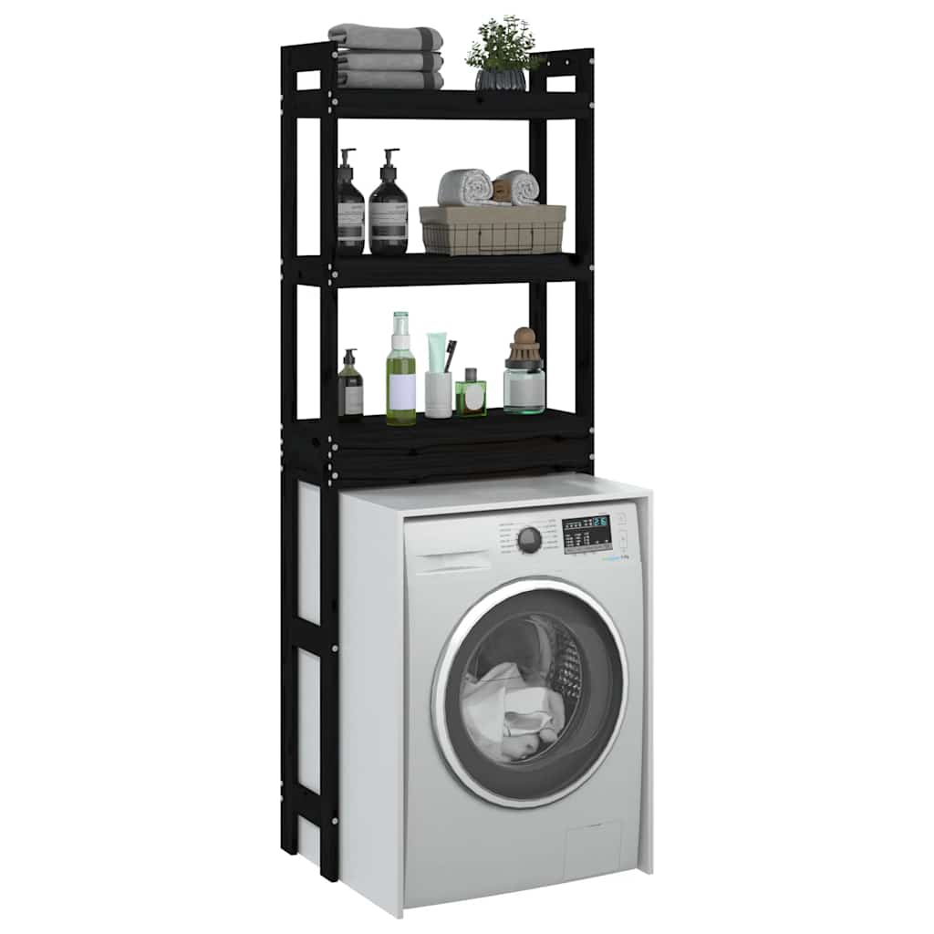 Toiletrek 63x26x171 cm massief grenenhout zwart is nu te koop bij PeponiXL, paradijselijk wonen!