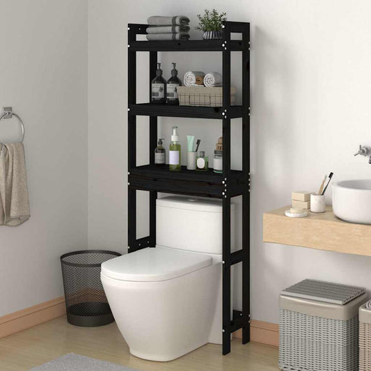 Toiletrek 63x26x171 cm massief grenenhout zwart is nu te koop bij PeponiXL, paradijselijk wonen!