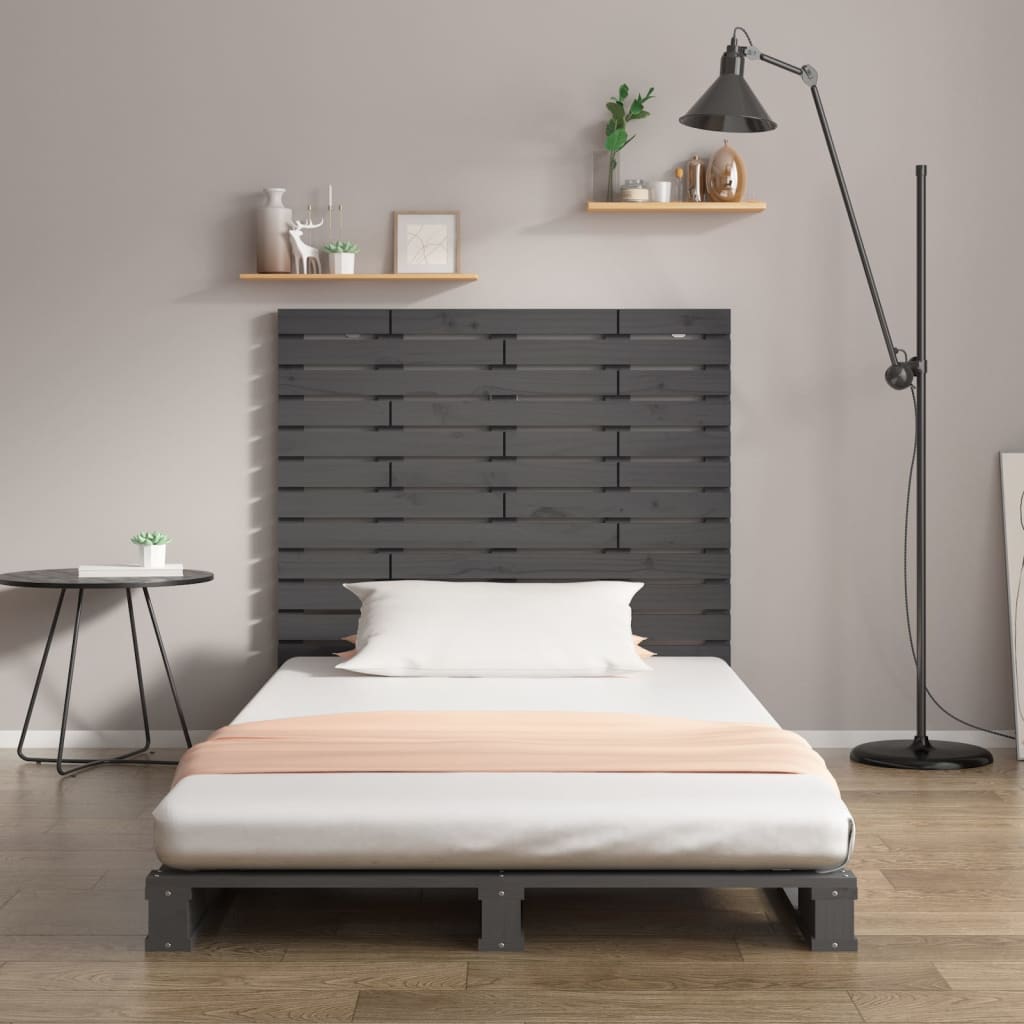 Hoofdbord wandmontage 96x3x91,5 cm massief grenenhout grijs is nu te koop bij PeponiXL, paradijselijk wonen!