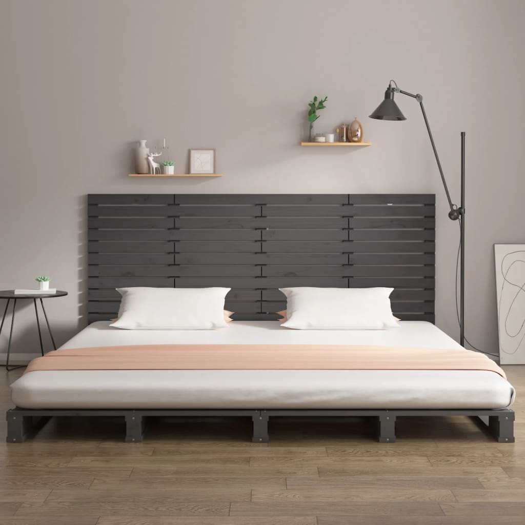 Hoofdbord wandmontage 166x3x91,5 cm massief grenenhout grijs is nu te koop bij PeponiXL, paradijselijk wonen!