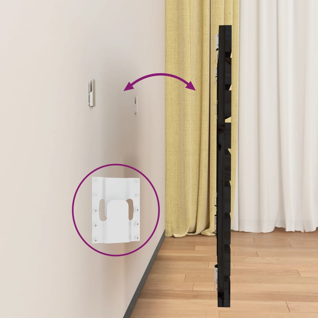 Hoofdbord wandmontage 106x3x63 cm massief grenenhout zwart is nu te koop bij PeponiXL, paradijselijk wonen!