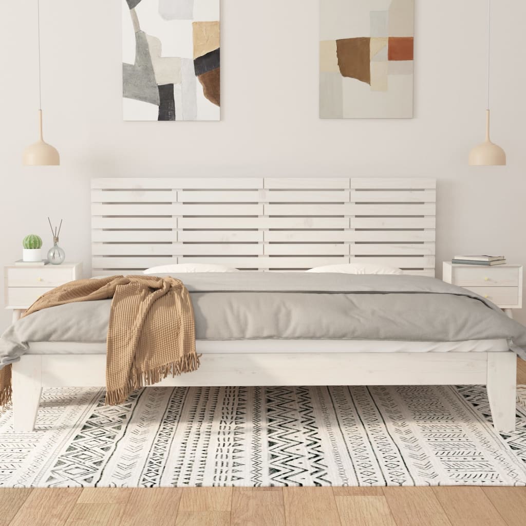 Hoofdbord wandmontage 206x3x63 cm massief grenenhout wit is nu te koop bij PeponiXL, paradijselijk wonen!