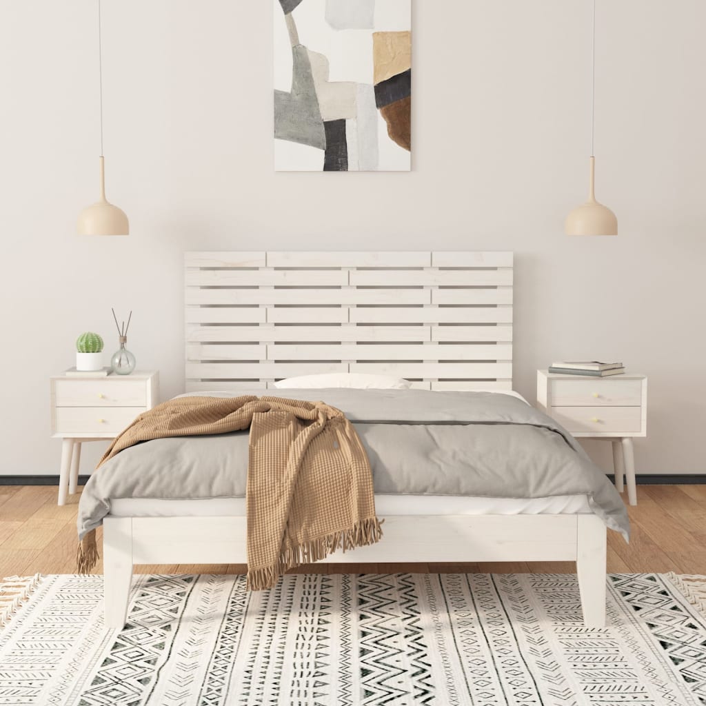 Hoofdbord wandmontage 126x3x63 cm massief grenenhout wit is nu te koop bij PeponiXL, paradijselijk wonen!