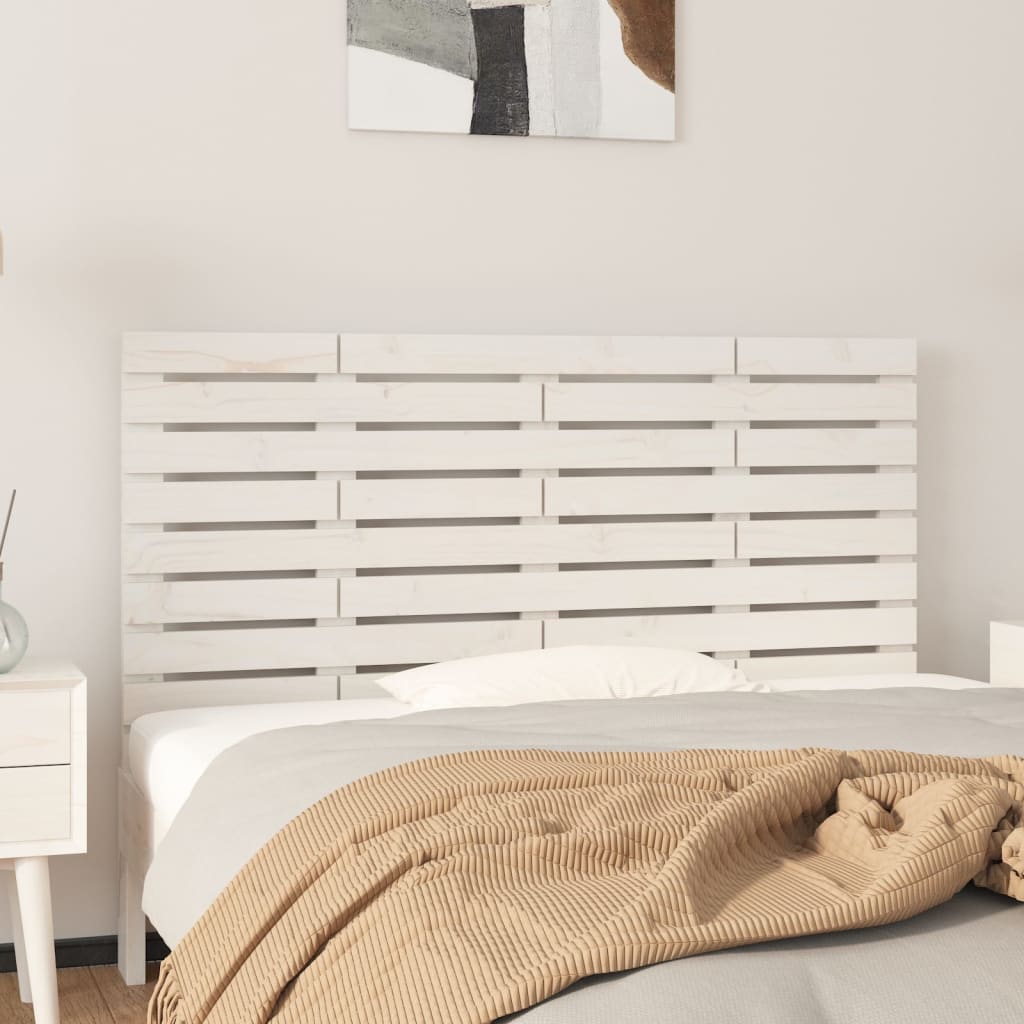 Hoofdbord wandmontage 126x3x63 cm massief grenenhout wit is nu te koop bij PeponiXL, paradijselijk wonen!