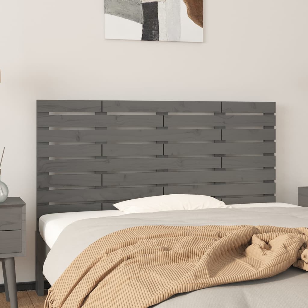 Hoofdbord wandmontage 126x3x63 cm massief grenenhout grijs is nu te koop bij PeponiXL, paradijselijk wonen!