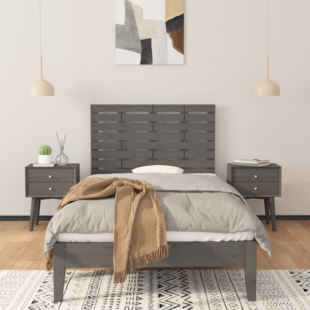 Hoofdbord wandmontage 81x3x63 cm massief grenenhout grijs is nu te koop bij PeponiXL, paradijselijk wonen!