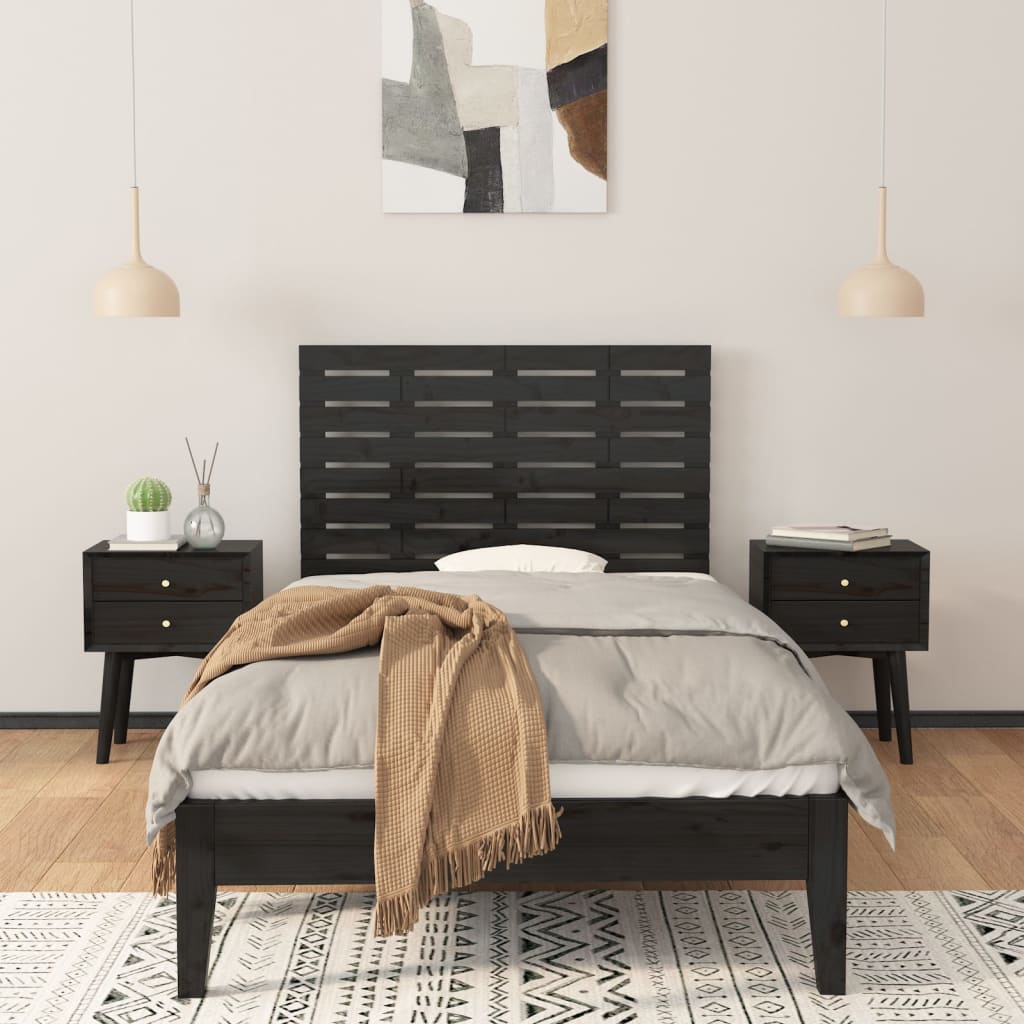 Hoofdbord wandmontage 81x3x63 cm massief grenenhout zwart is nu te koop bij PeponiXL, paradijselijk wonen!