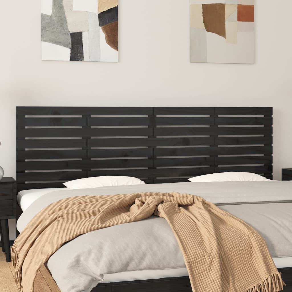 Hoofdbord wandmontage 166x3x63 cm massief grenenhout zwart is nu te koop bij PeponiXL, paradijselijk wonen!