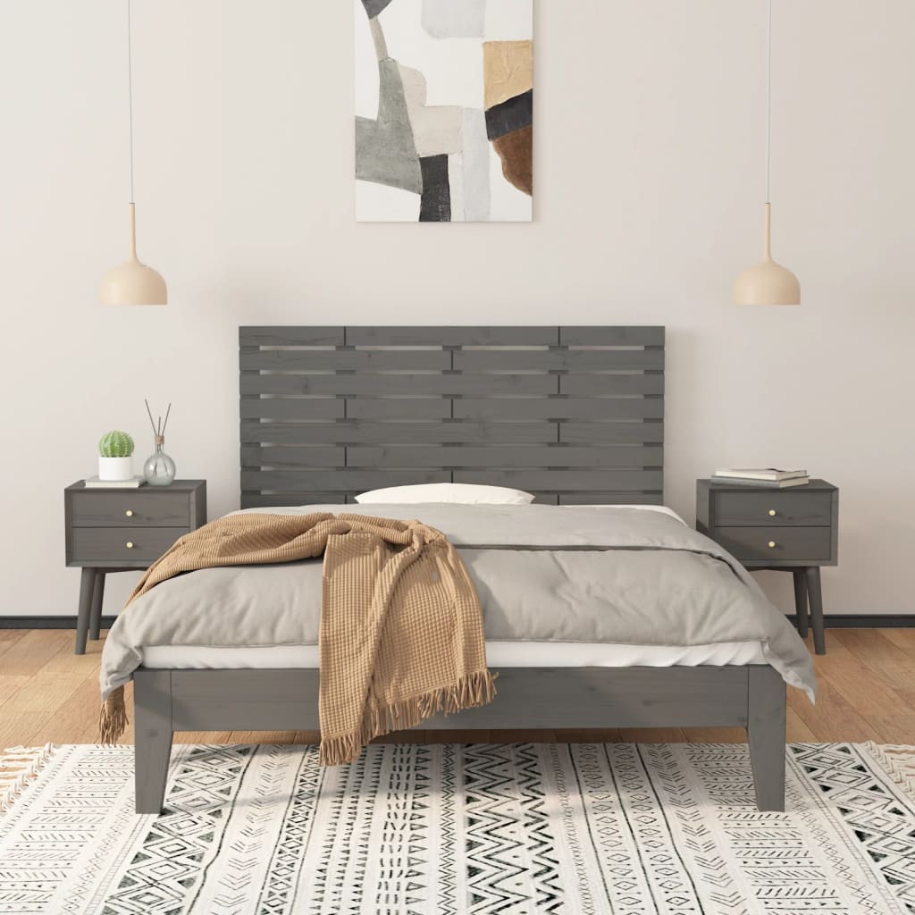 Hoofdbord wandmontage 141x3x63 cm massief grenenhout grijs is nu te koop bij PeponiXL, paradijselijk wonen!