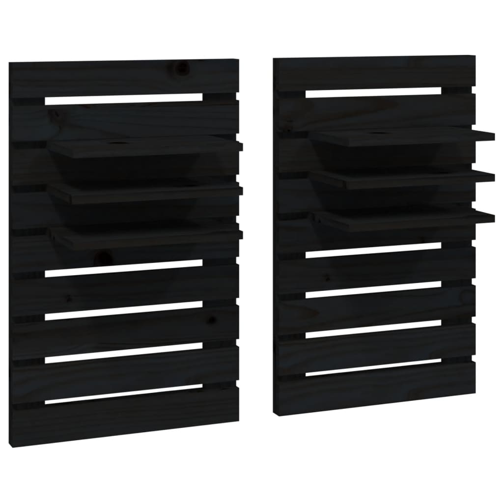 Nachtkastjes wandgemonteerd 2 st massief grenenhout zwart is nu te koop bij PeponiXL, paradijselijk wonen!