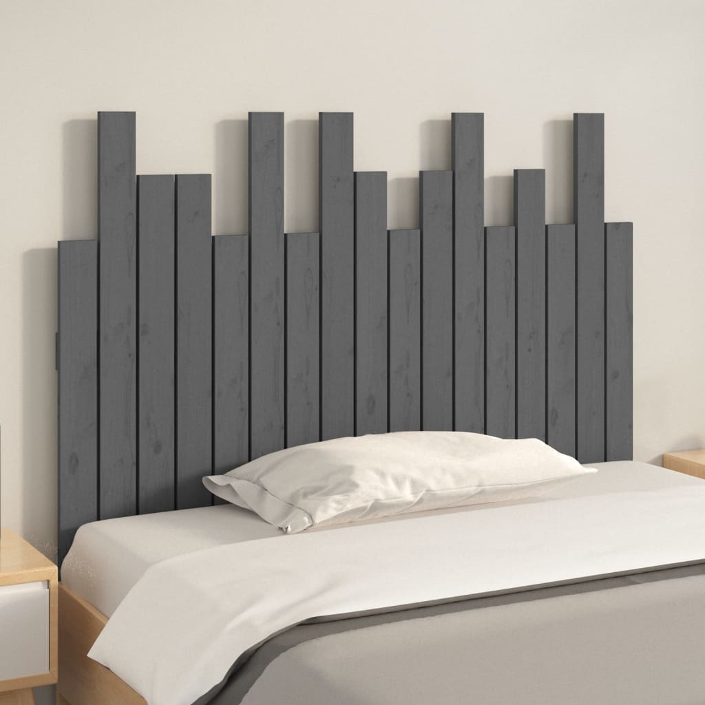 Hoofdbord wandmontage 108x3x80 cm massief grenenhout grijs is nu te koop bij PeponiXL, paradijselijk wonen!