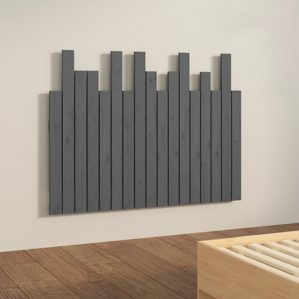 Hoofdbord wandmontage 108x3x80 cm massief grenenhout grijs is nu te koop bij PeponiXL, paradijselijk wonen!