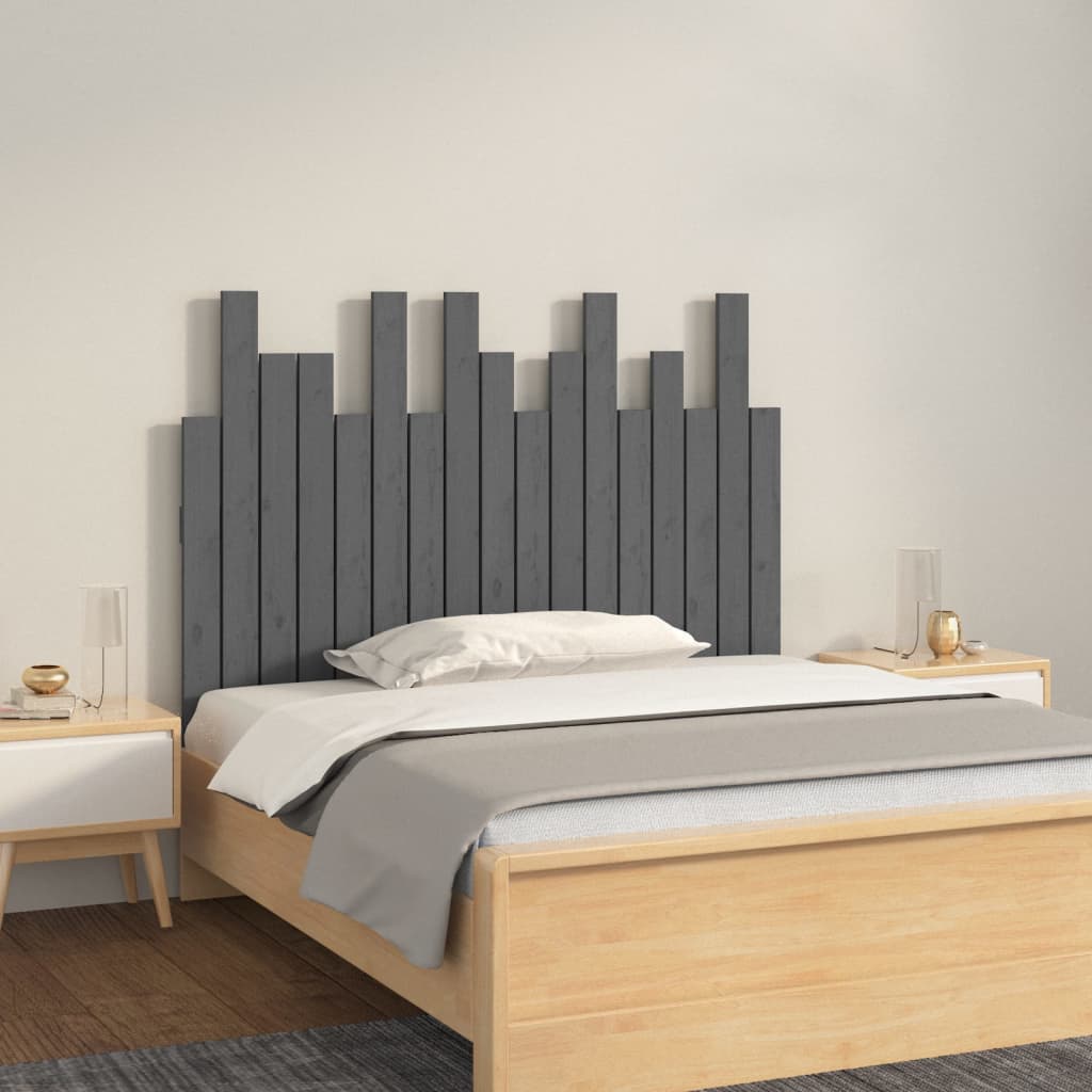 Hoofdbord wandmontage 108x3x80 cm massief grenenhout grijs is nu te koop bij PeponiXL, paradijselijk wonen!