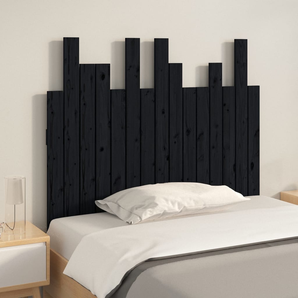 Hoofdbord wandmontage 95,5x3x80 cm massief grenenhout zwart is nu te koop bij PeponiXL, paradijselijk wonen!
